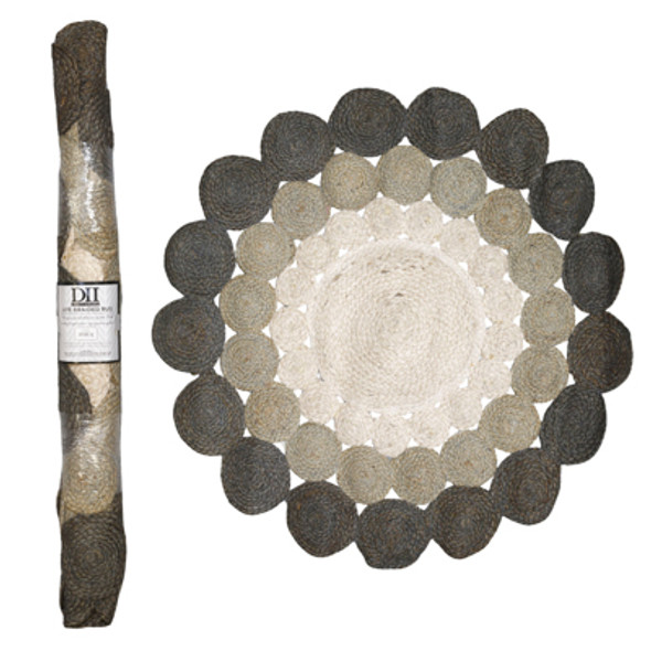RUG 3FT ROUND BOHEMIAN BRAIDED NATURAL GRAY JUTE RUG 3FT ROUND BOHEMIAN BRAIDED NATURAL GRAY JUTE