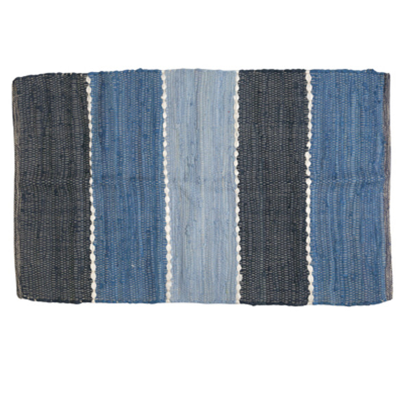 RUG 2X3 REVERSIBLE COLOR BLACK CHINDI HAND DYED DENIM COTTON RUG 2X3 REVERSIBLE COLOR BLACK CHINDI HAND DYED DENIM COTTON
