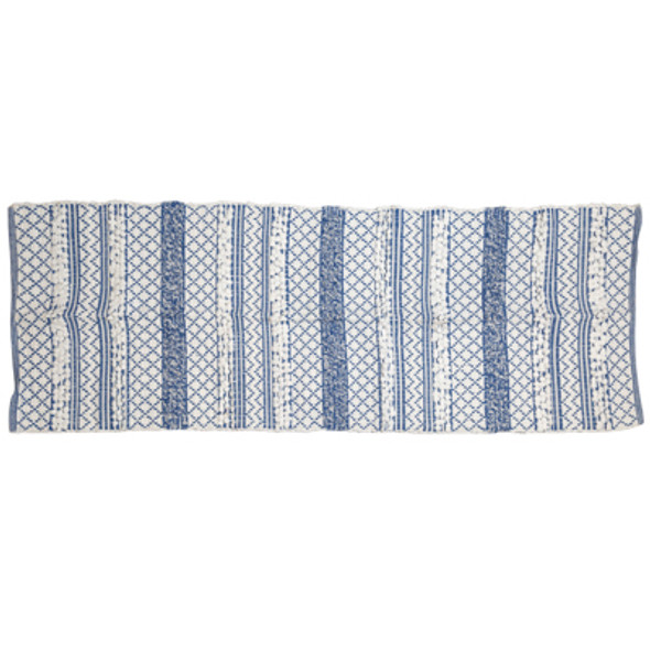 RUG 2.3X6 REVERSIBLE SLUB STRIPE PAPER CHINDI HANDLOOMED  STONEWASH BLUE/WHITE 43COTTON/65POLYPROPYLEN/25POLYESTER