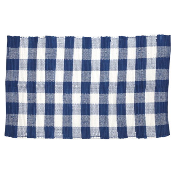 RUG 26X40IN REVERSIBLE BUFFALO CHECK CHINDI HAND DYED NAVY/CREAM COTTON