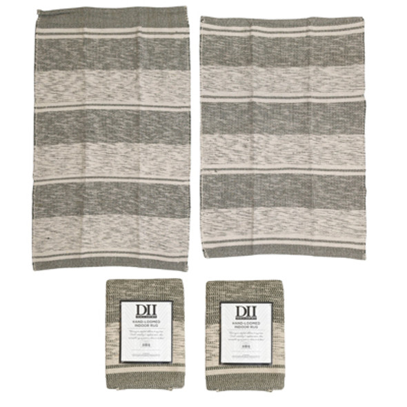 RUGS 2X3 2PC SET REVERSIBLE SHADOW STRIPE HAND DYED VARIEGATED ARTICHOKE RECYCLED FIBER RUGS 2X3 2PC SET REVERSIBLE SHADOW STRIPE HAND DYED VARIEGATED ARTICHOKE RECYCLED FIBER