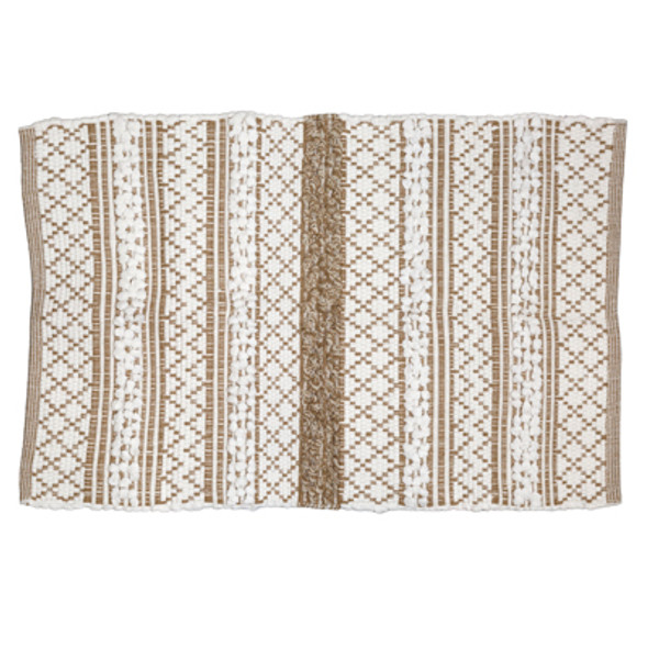 RUG 2X3  REVERSIBLE SLUB STRIPE PAPER CHINDI HANDLOOMED STONE/WHITE 43COTTON/32POLYPROPYLEN/25POLYESTER