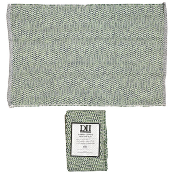 RUG 2X3 MINATURE DIAMONDS HANDWOVEN HUNTER GREEN RECYCLED FIBER RUG 2X3 MINATURE DIAMONDS HANDWOVEN HUNTER GREEN RECYCLED FIBER