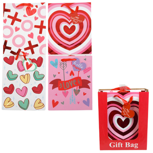 GIFT BAG VALENTINE HOTSTAMP 4AST IN 36PC PDQ/ 8X10X4G