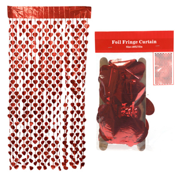 HEARTS FOIL VALENTINE FRINGE CURTAIN RED & PINK 39X78IN VAL PBH HEARTS FOIL VALENTINE FRINGE CURTAIN RED & PINK 39X78IN VAL PBH