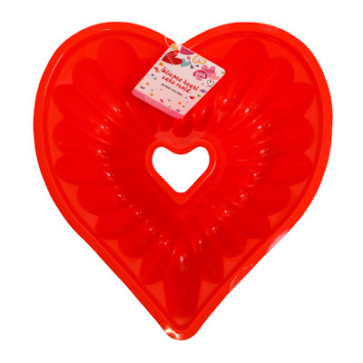 CAKE MOLD SILICONE FLUTED HEART  9.8X8.1X3.3IN VAL/HT