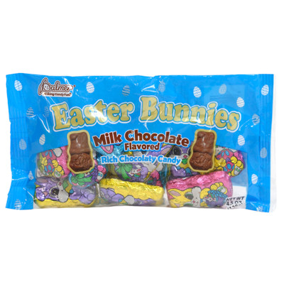 PALMER EASTER BUNNIES MILK CHOCOLATE FLAVOR 4.5 OZ BAG COUNTER DISPLAY