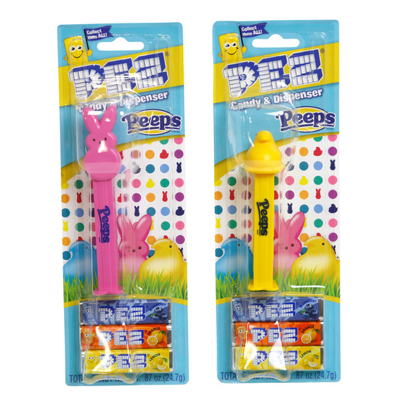 PEZ BUNNIE AND CHICKS DISPENSERS BLISTER BACKS DISPENSER + 3 ROLLS CANDY COUNTER DISPLAY