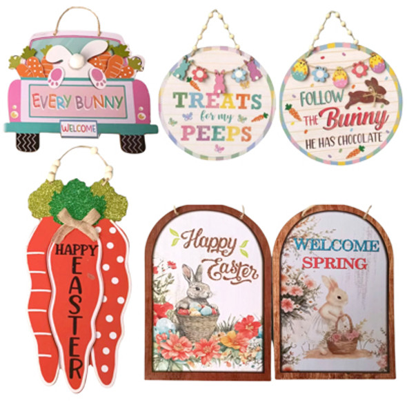 EASTER HANGING DECOR 6AST MDF/COMPLY LABEL EASTER HANGING DECOR 6AST MDF/COMPLY LABEL