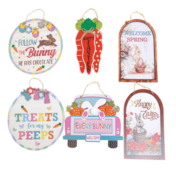 EASTER HANGING DECOR 6AST MDF/COMPLY LABEL EASTER HANGING DECOR 6AST MDF/COMPLY LABEL