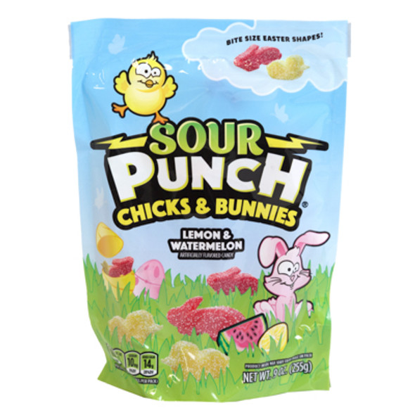 SOUR PUNCH CHICKS + BUNNIES 9 OZ BAG IN COUNTER DISPLAY SOUR PUNCH CHICKS + BUNNIES 9 OZ BAG IN COUNTER DISPLAY