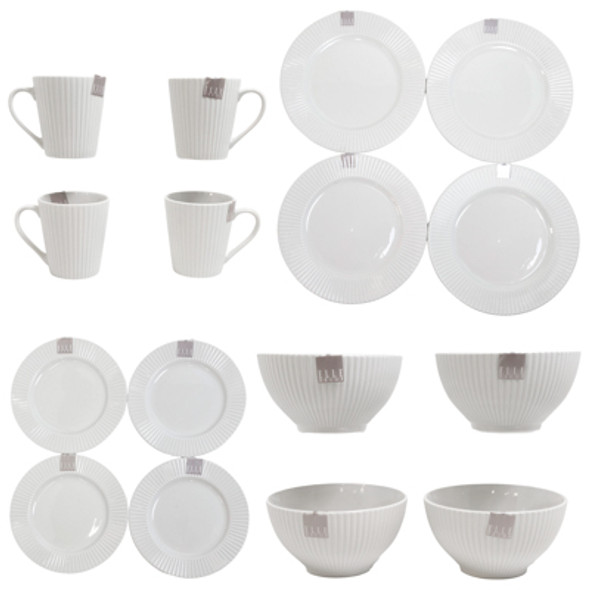 DINNERWARE 16PC SET REESE PORCELAIN  BROWN BOX ELLE COLLECTION