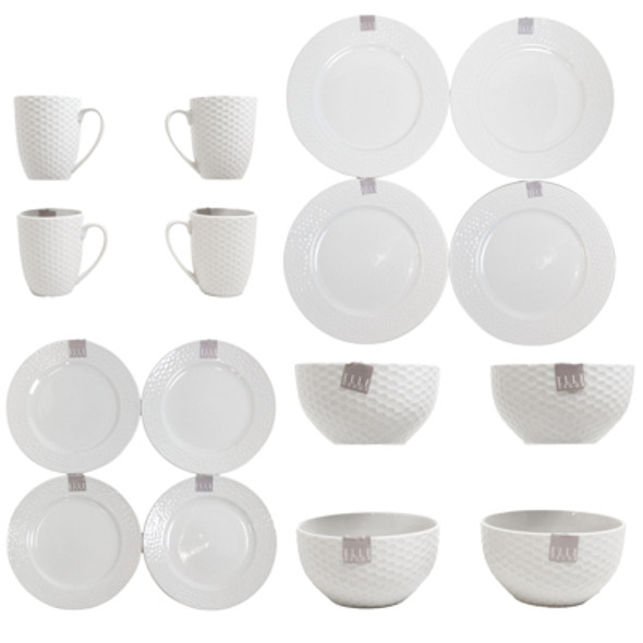 DINNERWARE 16PC SET DARCIE PORCELAIN  BROWN BOX ELLE COLLECTION DINNERWARE 16PC SET DARCIE PORCELAIN  BROWN BOX ELLE COLLECTION
