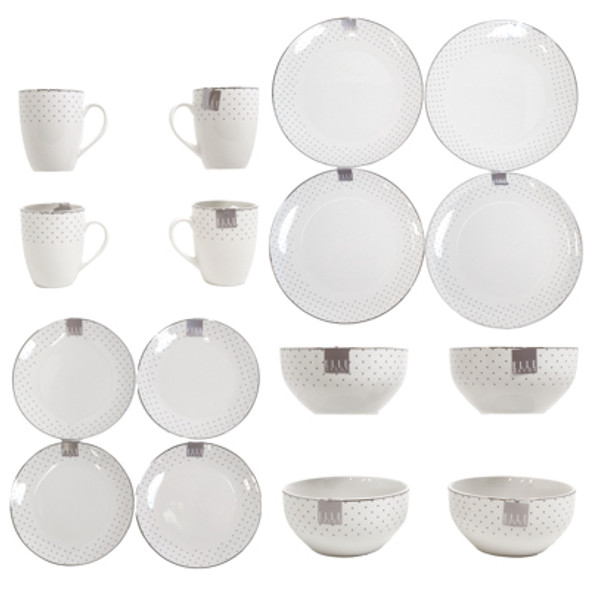 DINNERWARE 16PC SET ADRIENNE PORCELAIN BROWN BOX ELLE COLLECTION