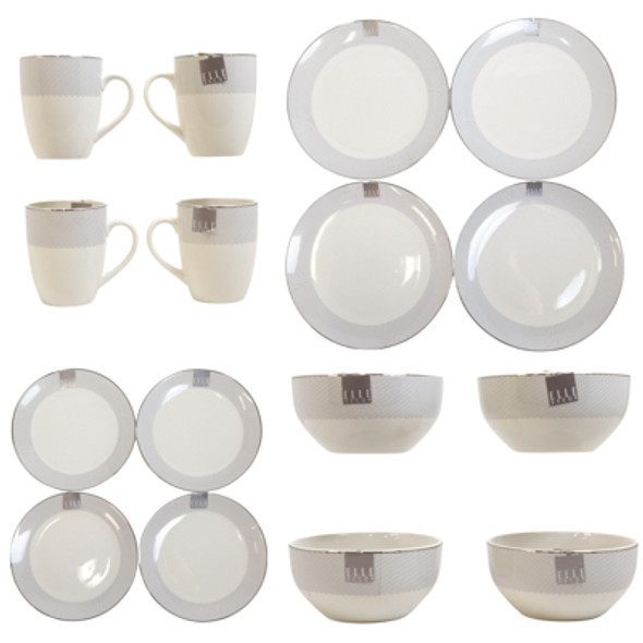 DINNERWARE 16PC SET CHARLOTTE PORCELAIN BROWN BOX ELLE COLLECTION DINNERWARE 16PC SET CHARLOTTE PORCELAIN BROWN BOX ELLE COLLECTION