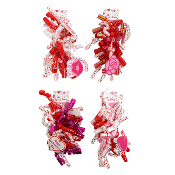 CURLY BOW VALENTINE MIXED MATERIAL 4AST CURLY BOW VALENTINE MIXED MATERIAL 4AST
