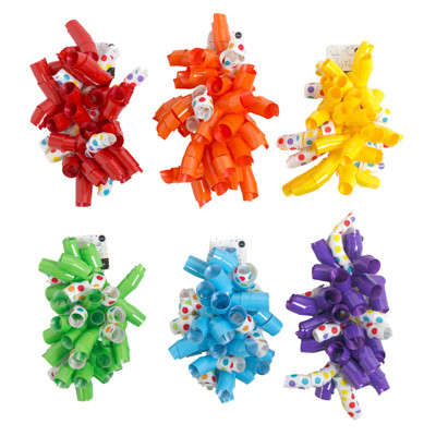 CURLY BOW 2PK BRITE VARNISH W/POLKA DOT PRINT 6AST