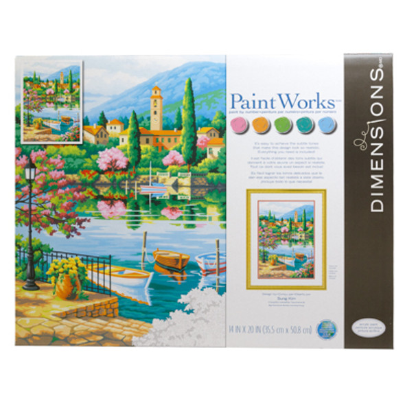 PAINT BY NUMBER 14X20 VILLAGE LAKE AFTERNOON PAINT WORKS DIMENSIONS *27.49*