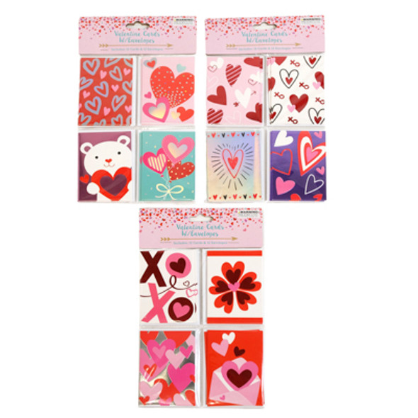 VALENTINE CARDS 12PC W/ENVELOPE 4AST COMBO PACKS 2.5X3.5IN PBH VALENTINE CARDS 12PC W/ENVELOPE 4AST COMBO PACKS 2.5X3.5IN PBH
