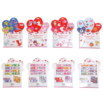 VALENTINE CARD & STICKER SET 32PC CARDS 4AST & 2SHT STICKER 4AST