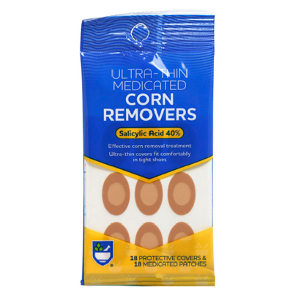 ULTRA THIN CORN REMOVER 18CT PROTECTIVE COVERS/18CT MEDICATED PATCHES 40%SALICYLIC ACID RITE AID PEGGABLE ULTRA THIN CORN REMOVER 18CT PROTECTIVE COVERS/18CT MEDICATED PATCHES 40%SALICYLIC ACID RITE AID PEGGABLE