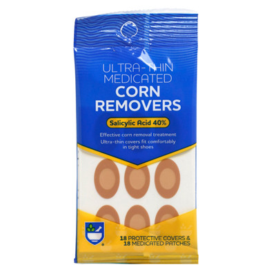 ULTRA THIN CORN REMOVER 18CT PROTECTIVE COVERS/18CT MEDICATED PATCHES 40%SALICYLIC ACID RITE AID PEGGABLE