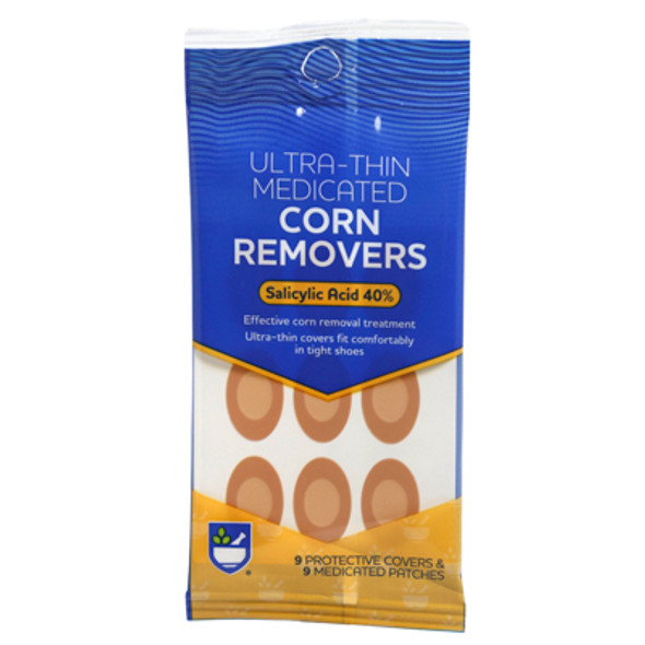 ULTRA THIN MEDICATED CORN REMOVER 9CT 40%SALICYLIC ACID RITE AID PEGGABLE ULTRA THIN MEDICATED CORN REMOVER 9CT 40%SALICYLIC ACID RITE AID PEGGABLE