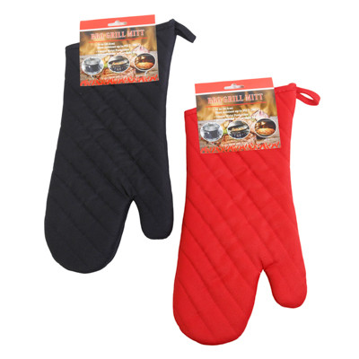 OVEN MITT EXTRA LONG 14IN RED/BLACK BBQ TCD