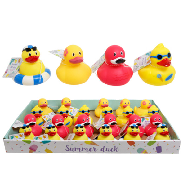 DUCK SUMMER PVC NOVELTY 4AST APPROX 3X3.4X2.9IN/24PC PDQ DUCK SUMMER PVC NOVELTY 4AST APPROX 3X3.4X2.9IN/24PC PDQ