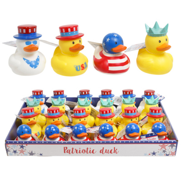 PATRIOTIC PVC DUCK 4AST APROX 3 X 3.4 X 2.9/24PC PDQ