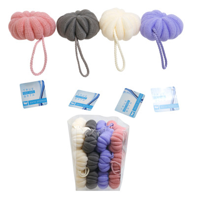 BATH SPONGE 45GM TUFTED SCRUBBER/EXFOLIATOR 4AST IN 36PC ACETATE PDQ HBA/HT