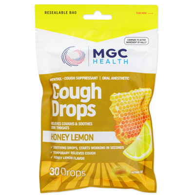 COUGH DROPS 30CT HONEY LEMON 02/2027 MGC HEALTH