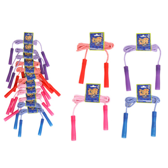 JUMP ROPE 7FT 2-TONE 4AST COLORS W/PLASTIC HANDLE 12PC MDSGSTRIP/PBSLV JUMP ROPE 7FT 2-TONE 4AST COLORS W/PLASTIC HANDLE 12PC MDSGSTRIP/PBSLV