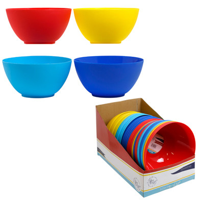 SERVING BOWL PLASTIC 9.25IN X 4.5IN H 4AST COLORS/24PC PDQ