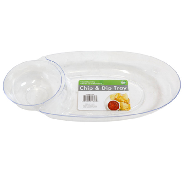 CHIP N DIP TRAY CLEAR PS 17IN OVAL SHAPE/CASE CUT CARTON