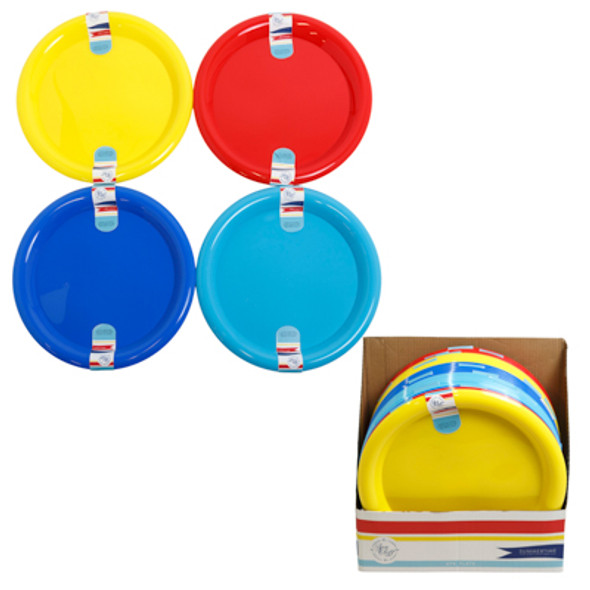 PLATE 4PK PLASTIC 10.25IN 4AST COLORS/24PC PDQ/LABEL