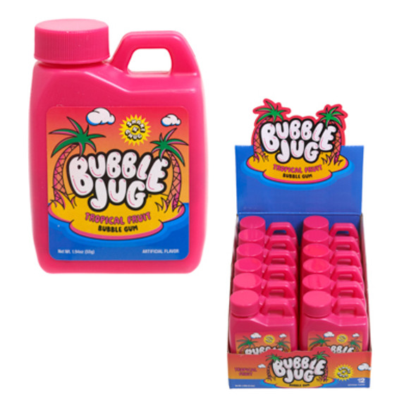 BUBBLE JUG TROPICAL FRUIT BUBBLE GUM 1.94 OZ COUNTER DISPLAY BUBBLE JUG TROPICAL FRUIT BUBBLE GUM 1.94 OZ COUNTER DISPLAY