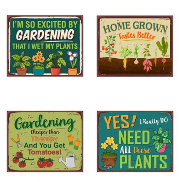 GARDEN PRINTED WALL SIGN TIN 8X10IN 4AST 12PC PDQ/LABEL