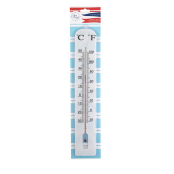 THERMOMETER JUMBO WALL PLASTIC 3X16IN INDOOR/OUTDOOR WHITE/SEACLIFF BLC