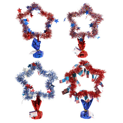 TINSEL STAR CENTERPIECE/BALLOON WEIGHT 4AST 13.4X 8.7IN PATRIOTIC/HT