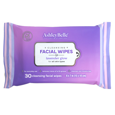 HAND WIPES 30CT SCENTED LAVENDER GLOW ASHLEY BELLE COLLECTION 12PC COUNTER DISPLAY