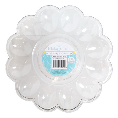 EGG SERVING PLATE 9IN CLEAR 12 WELLS PLASTIC/KITCH LAB NEW SMALLER CS/PK