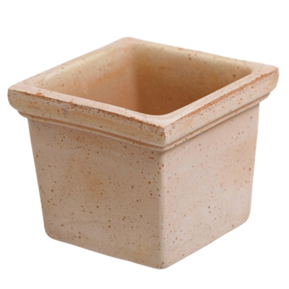 DEROMA CERAMIC SQUARE PLANTER POT 4 INCH TERRA COTTA 4W X 4L X 3.5H REF #TLJ11SZ-SQUARE