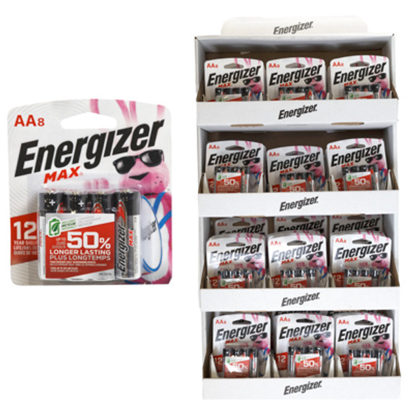 ENERGIZER MAX ALKALINE 48PC DISPLAY 48-AA 8PK EXPIRY DATE 12/2035 NO ONLINE SALES ENERGIZER MAX ALKALINE 48PC DISPLAY 48-AA 8PK EXPIRY DATE 12/2035 NO ONLINE SALES