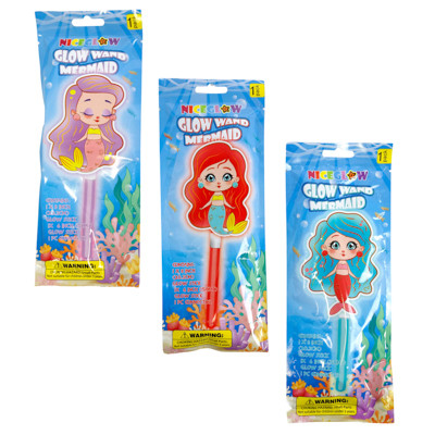 GLOW WAND MERMAID 3AST EA IN PRINTED BAG AGE 4+
