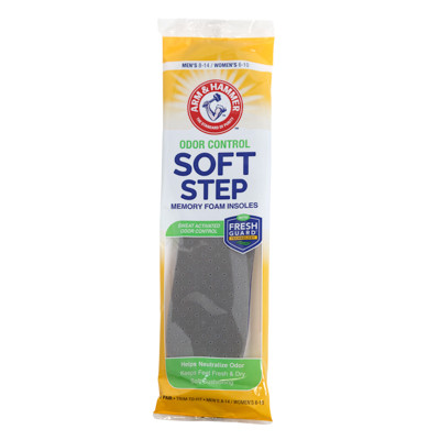 ARM & HAMMER MEMORY FOAM INSOLES ODOR CONTROL 1PAIR MENS 8-14/WOMENS 6-10 TRIM TO FIT
