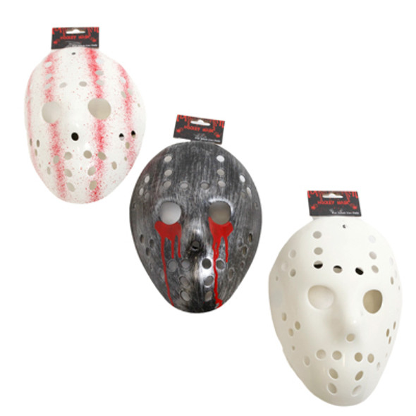 MASK HOCKEY HLWN 3AST SPRAY COLOR/ADULT SIZE PLSTC OFFICIAL MOVIE STYLING/BLOODY HEADER ART