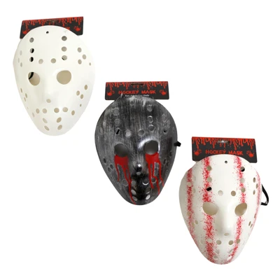 MASK HOCKEY HLWN 3AST SPRAY COLOR/ADULT SIZE PLSTC /BLOODY HEADER ART