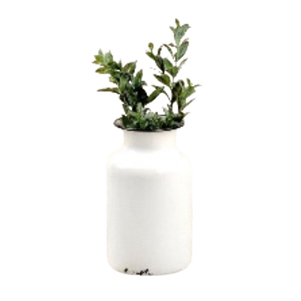 VASE 4.75X4.75X8 WHITE ENAMEL