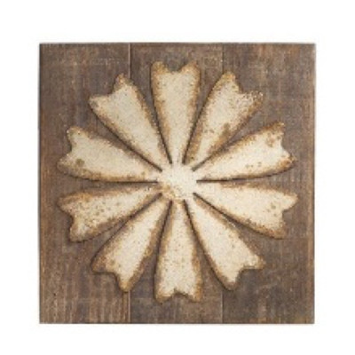 WALL ART 18X18 HEART PETAL FLOWER RUSTIC